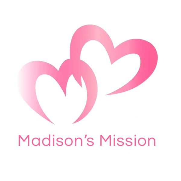Pink heart-shaped logo with 'Madison's Mission' text.