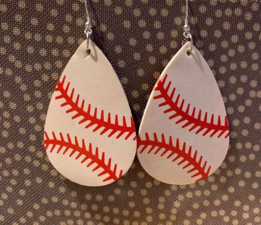 baseball leather earrings