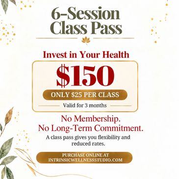 a 6 session class pass offering $150 for a package