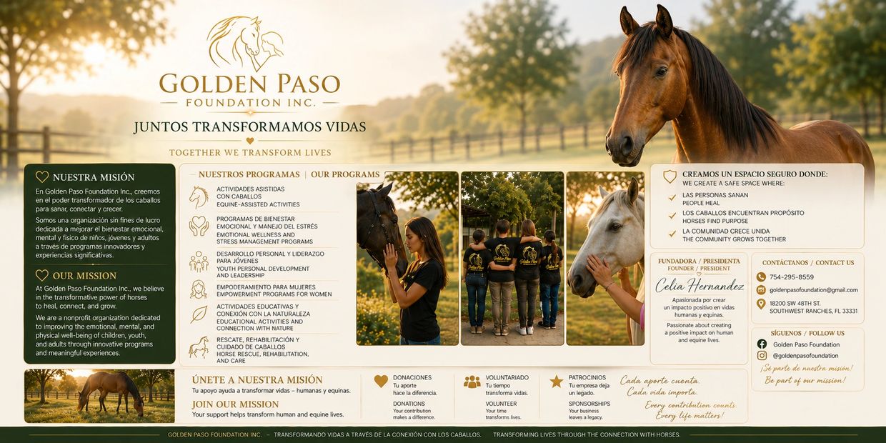Golden Paso Foundation connects and heals through horses, offering innovative programs for emotional and physical well-being.