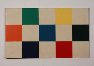 ​"UNTITLED", COMMERCIAL VARATHANE AND RHOPLEX ON RAW CANVAS, 1973.