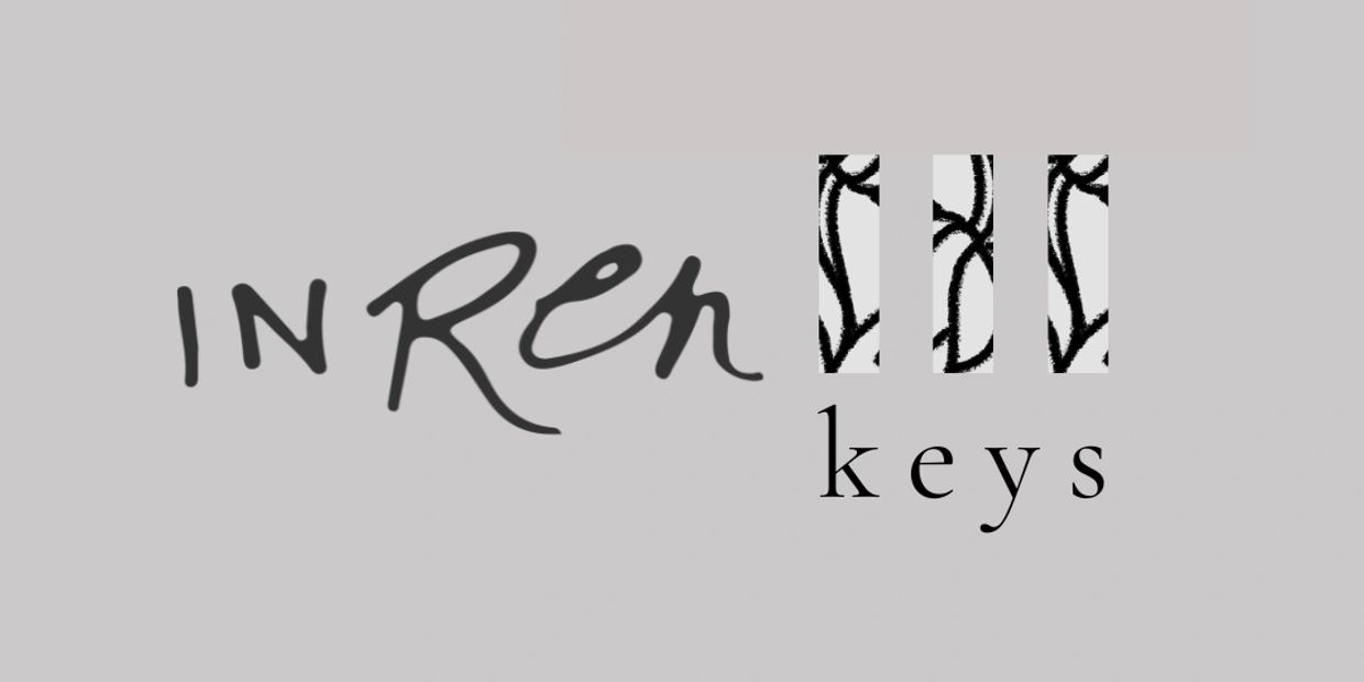 Text saying "in Ren keys" with decorative vertical bars.