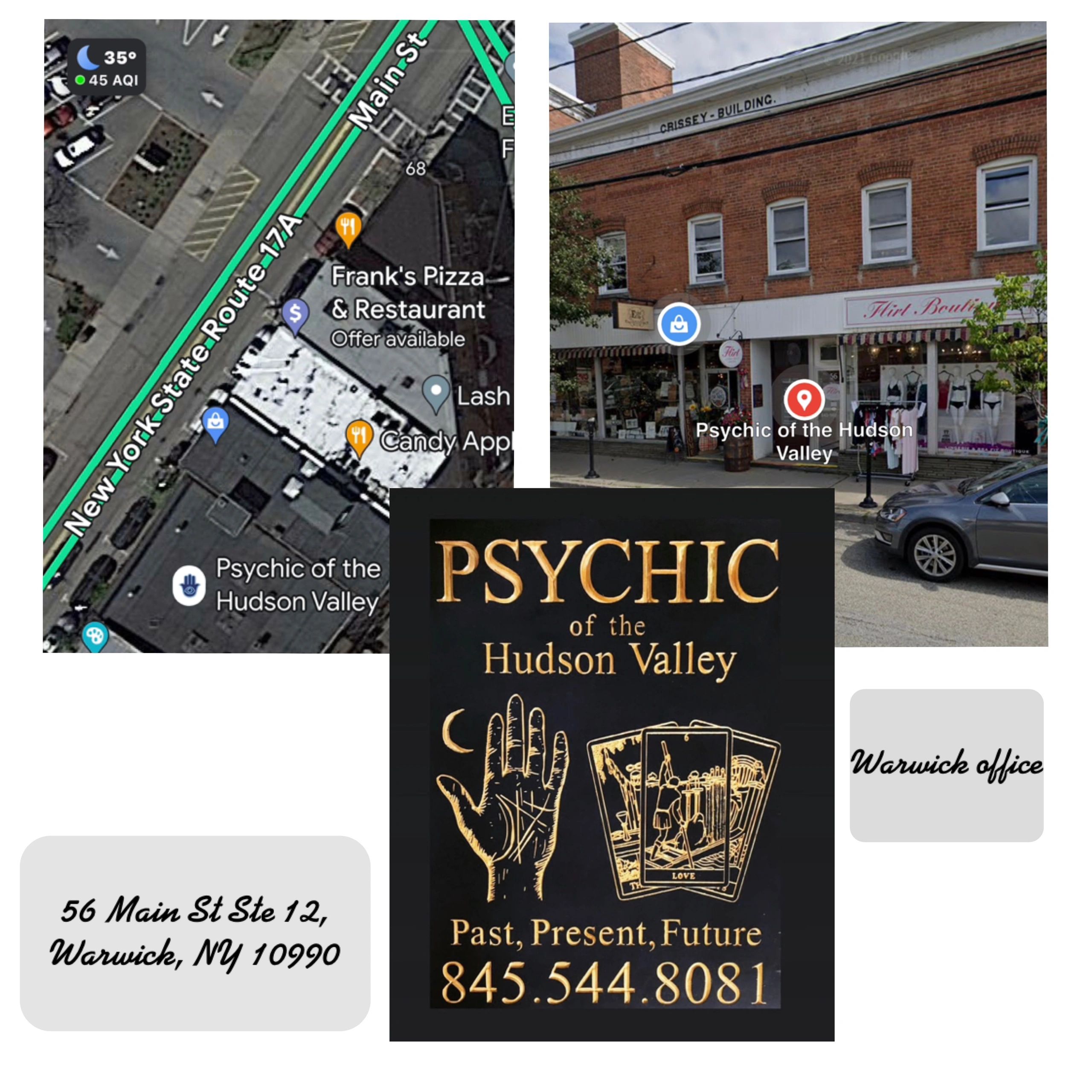 front of my Warwick Office psychic crystal shop tarot readings in Warwick New York
