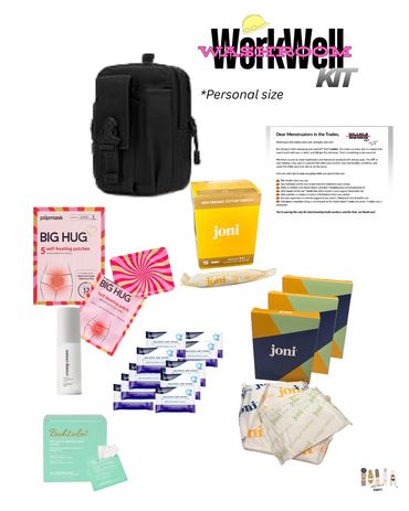 Personal-sized menstrual wellness kit with essentials and pouch.