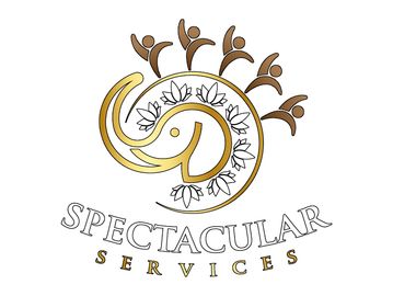 Logo of Spectacular Services featuring artistic figures and decorative elements.