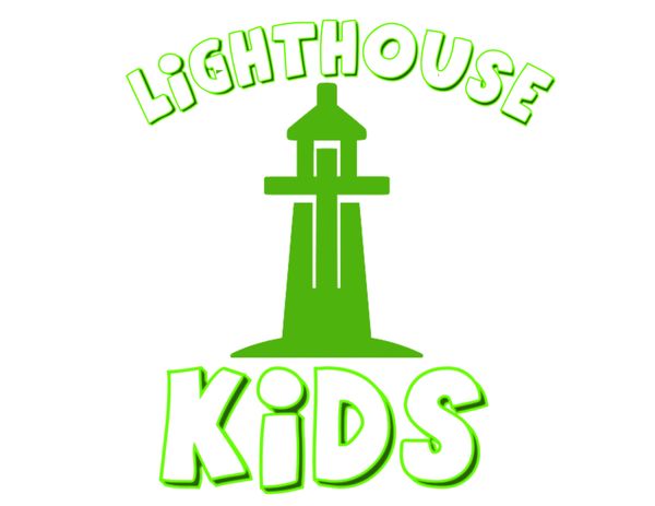 Green lighthouse logo with text Lighthouse Kids.