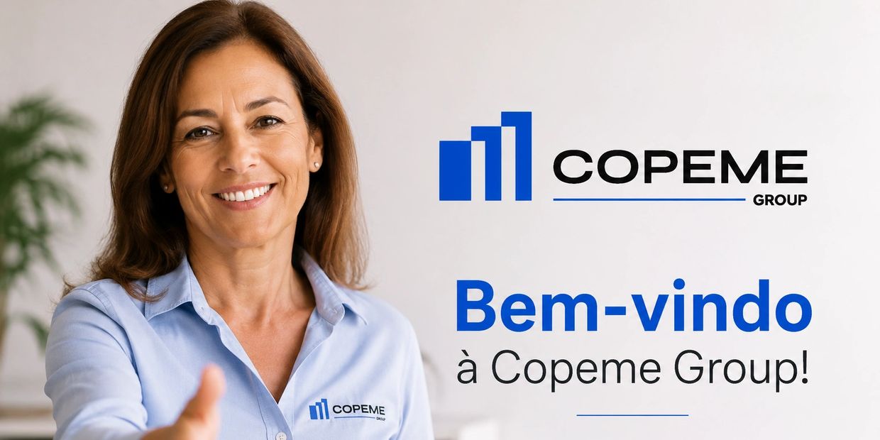Mulher sorridente dando as boas-vindas ao grupo Copeme.