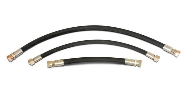 Three rubber hoses with metal fittings.