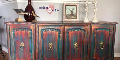 Custom painted furniture--Buffet style cabinet