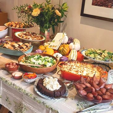 a table full of delicious food