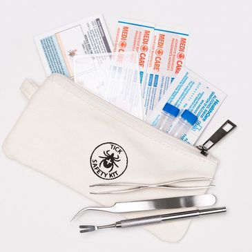 Tick Safety Kit is designed printed and assembled in Canada. Everything needed to treat Tick bites