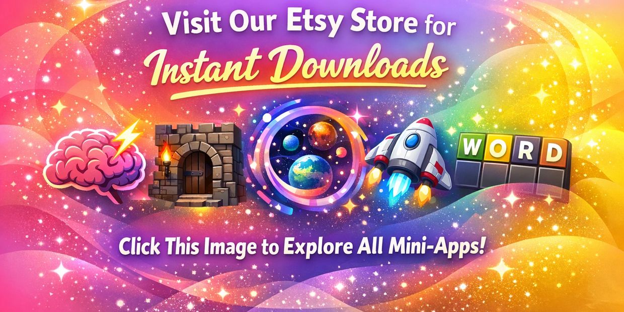 The Lumen Engine Etsy shop link showing access to all Mini‑Apps, digital tools, and workflow downloads.