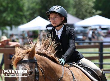 Young equestrian riding a horse in a competition.