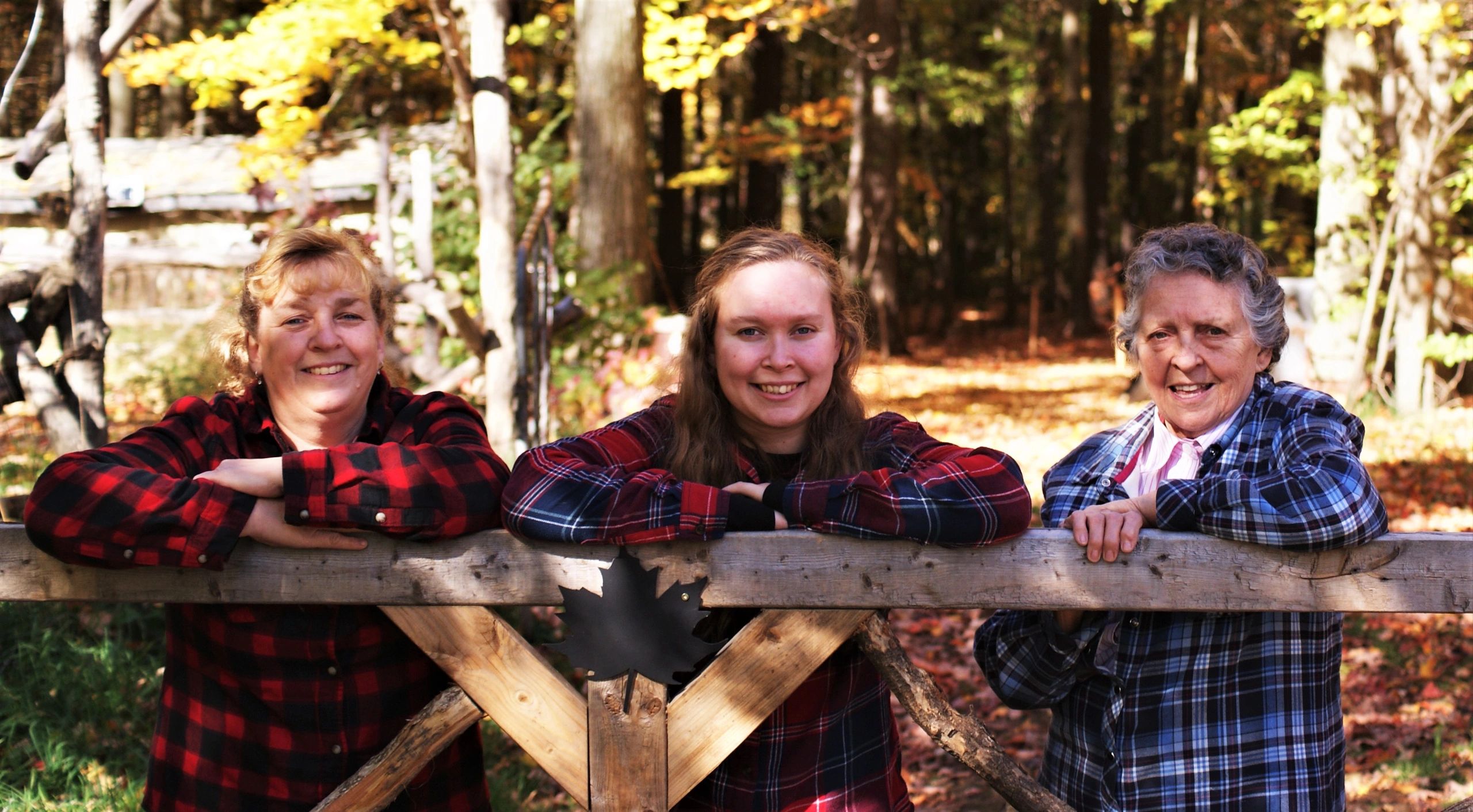 Lisa, Sarah and Marg on Black Maple Farm outside the fmily sugar bush. Where  inspiration for Canadi