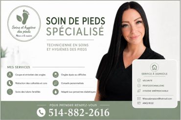 Annonce pour un service spécialisé de soin des pieds.
