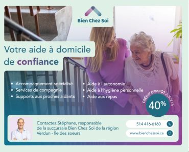 Annonce pour services d'aide à domicile de confiance.