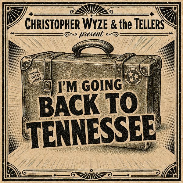 Vintage-style poster of a suitcase with Tennessee theme.