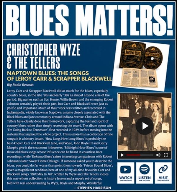 Promotional image for 'Naptown Blues' by Christopher Wyze &amp; The Tellers.