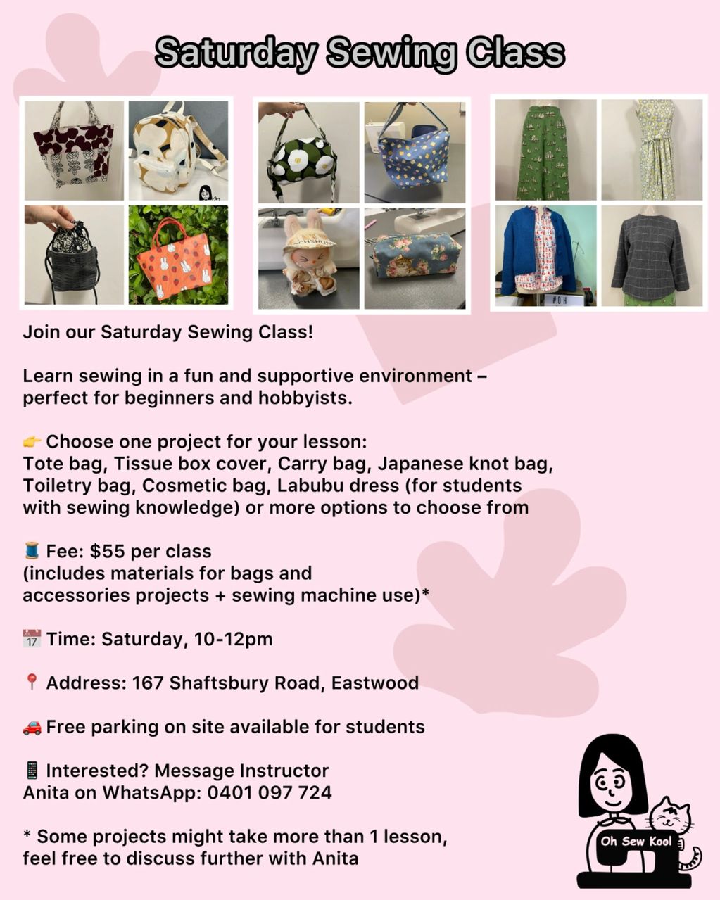 Saturday Sewing Workshop 
Please click image to register or find out more