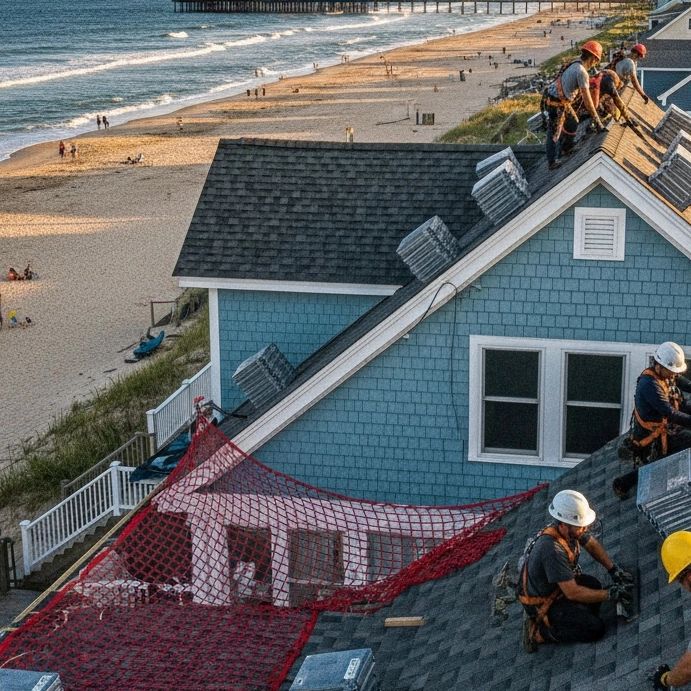 Completed roof on Old Orchard Beach home showing quality work.