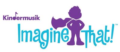 Logo for Kindermusik Imagine That! featuring a purple silhouette and playful fonts.