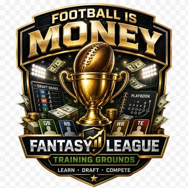 Logo of Fantasy Football League emphasizing money and competition.
