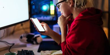 Woman looking at her cell phone