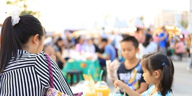 Family enjoying a festival