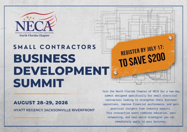 NECA North Florida Chapter Small Contractors Business Development Summit event announcement.