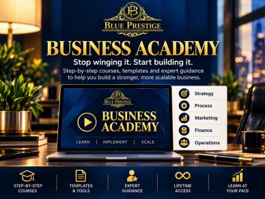 Business Academy promoting strategy, marketing, and expert guidance.