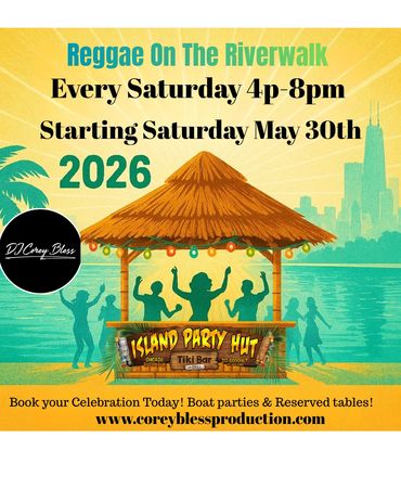 Reggae music event every Saturday from 4-8pm starting May 30, 2026 at Island Party Hut Tiki Bar.