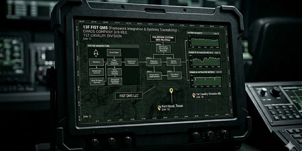 Military system interface displaying framework integration and location data.