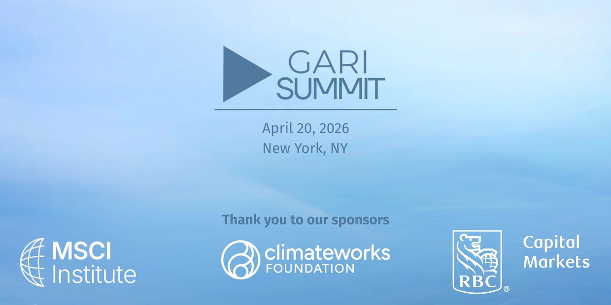 GARI Summit 2026 in New York with key sponsors MSCI, ClimateWorks, and RBC Capital Markets.