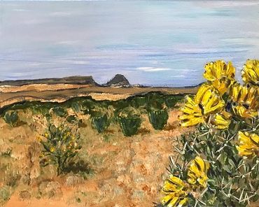 Cabezon and the mesas at Bernalillo are the backdrop for cholla and juniper on the BLM.