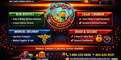 Mia Clarke Courier Service offers business, legal, medical, and rush delivery solutions with fast, secure service.