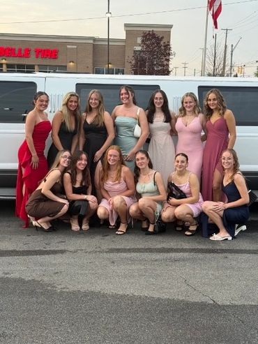 A group of ladies out in a limo.