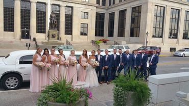 Wedding limousine passengers.