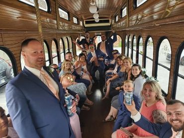 A wedding party on a trolley