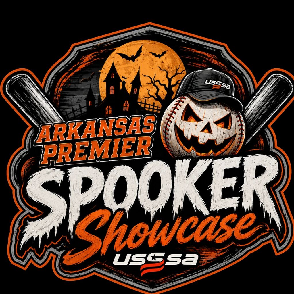 Arkansas Premier Spooker Showcase Halloween-themed baseball logo.