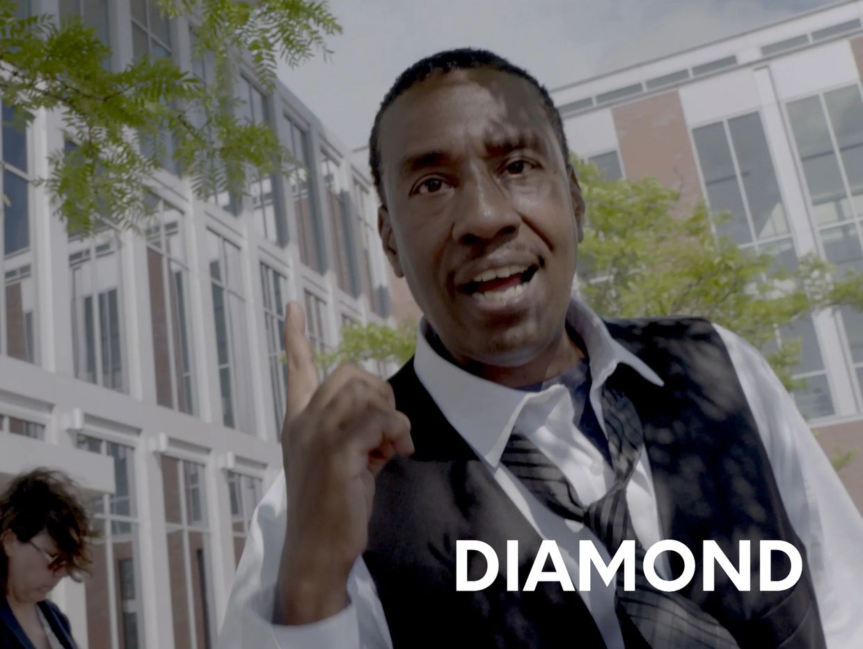 Diamond outside the courthouse during his re-trial