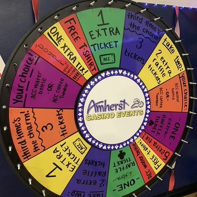 Amherst Casino Events prize wheel can be customized for your party.
