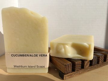 Cucumber & Aloe Vera Juice soap bar. Refresh your skin. The natural colour of the soap is lovely.