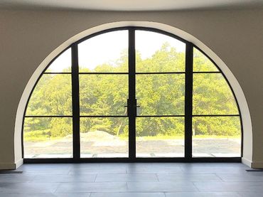 Fenestar French Doors, Arched, SDL Muntins, Mullions, Stainless Steel, Powdercoat finish