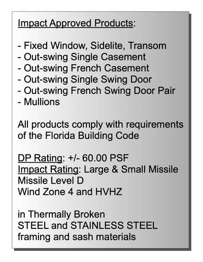 Fenestar steel and bronze impact rated windows and doors