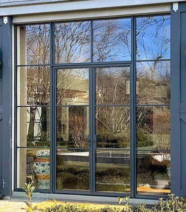 Fenestar French Door Pair, Fixed , SDL Muntins, Mullions, Galvanized Steel, Powdercoat finish