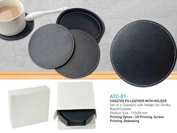  جلد هدايا المصمم العربي للإعلانات  Coaster PU leather corporate gifts Arabic Designer Advertising
