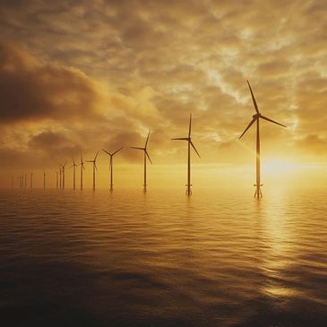 UK Offshore Windfarm at dawn.