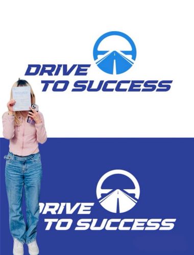 A person holding a paper in front of their face with 'Drive to Success' logos above and below.
