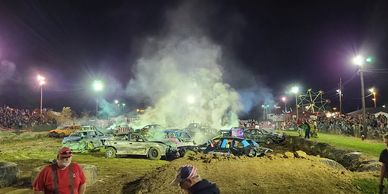 Aftermath of a demolition derby.