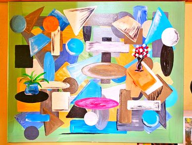                      " Clean House"
Refreshing blend of light neon colors and an organized space sha